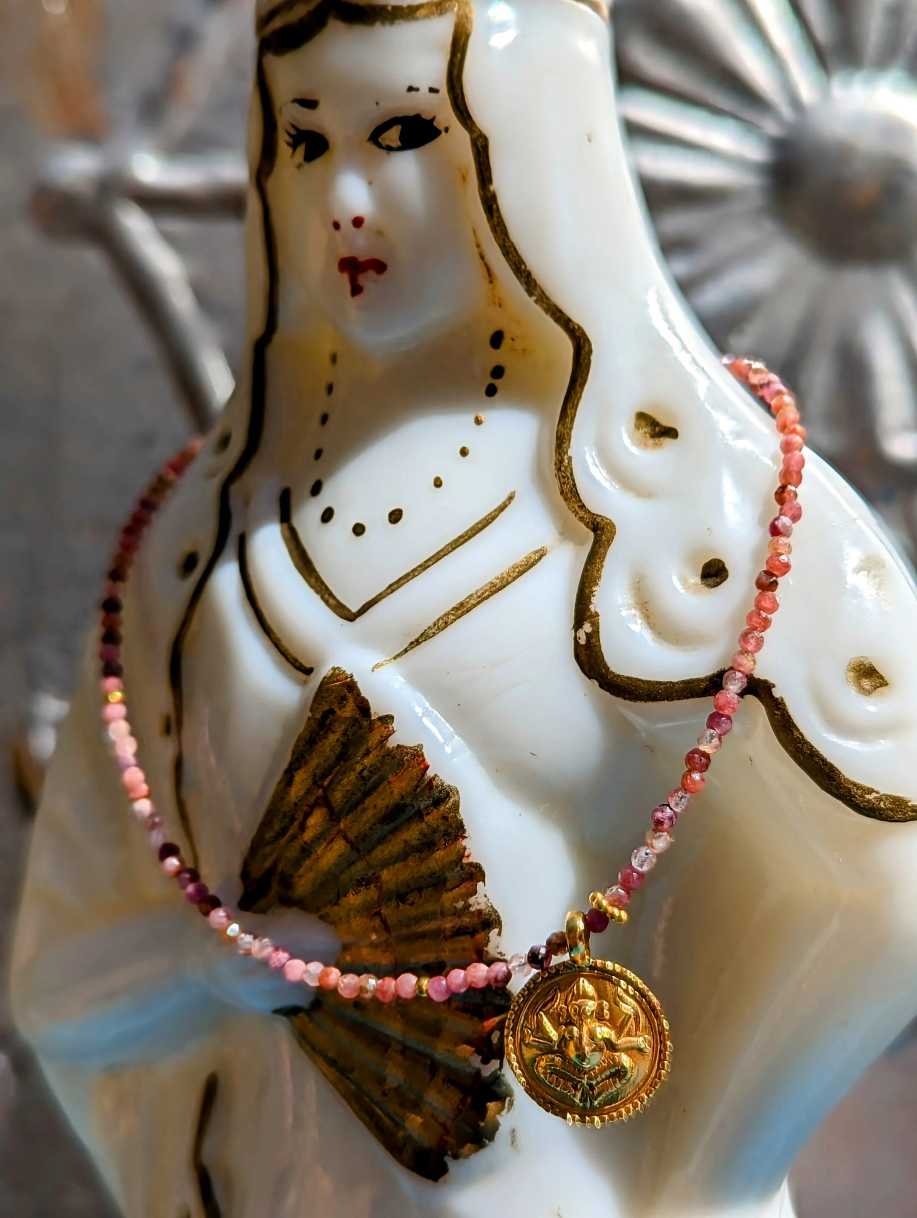 Semi precious necklaces with gold plated pendants