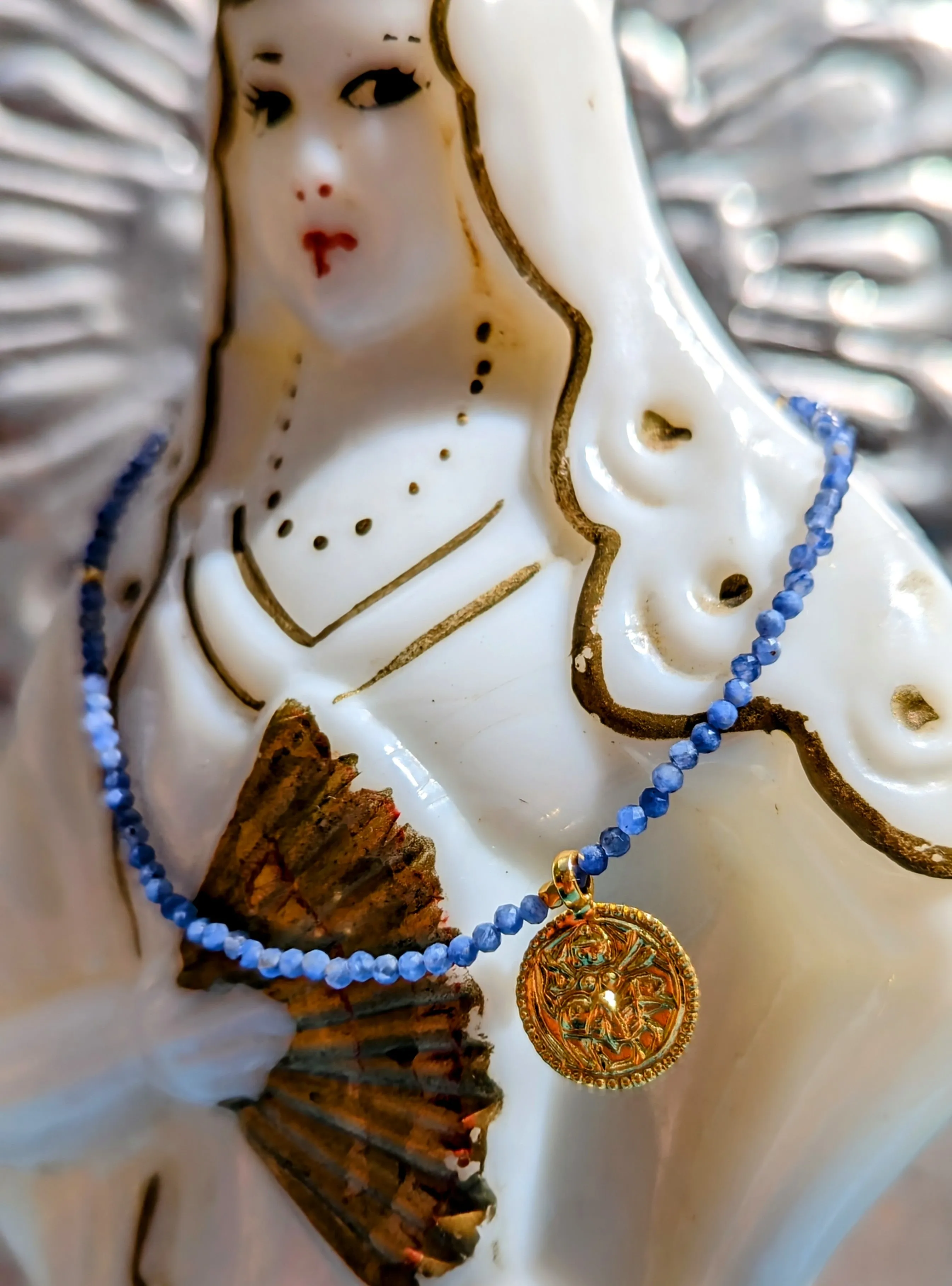 Semi precious necklaces with gold plated pendants