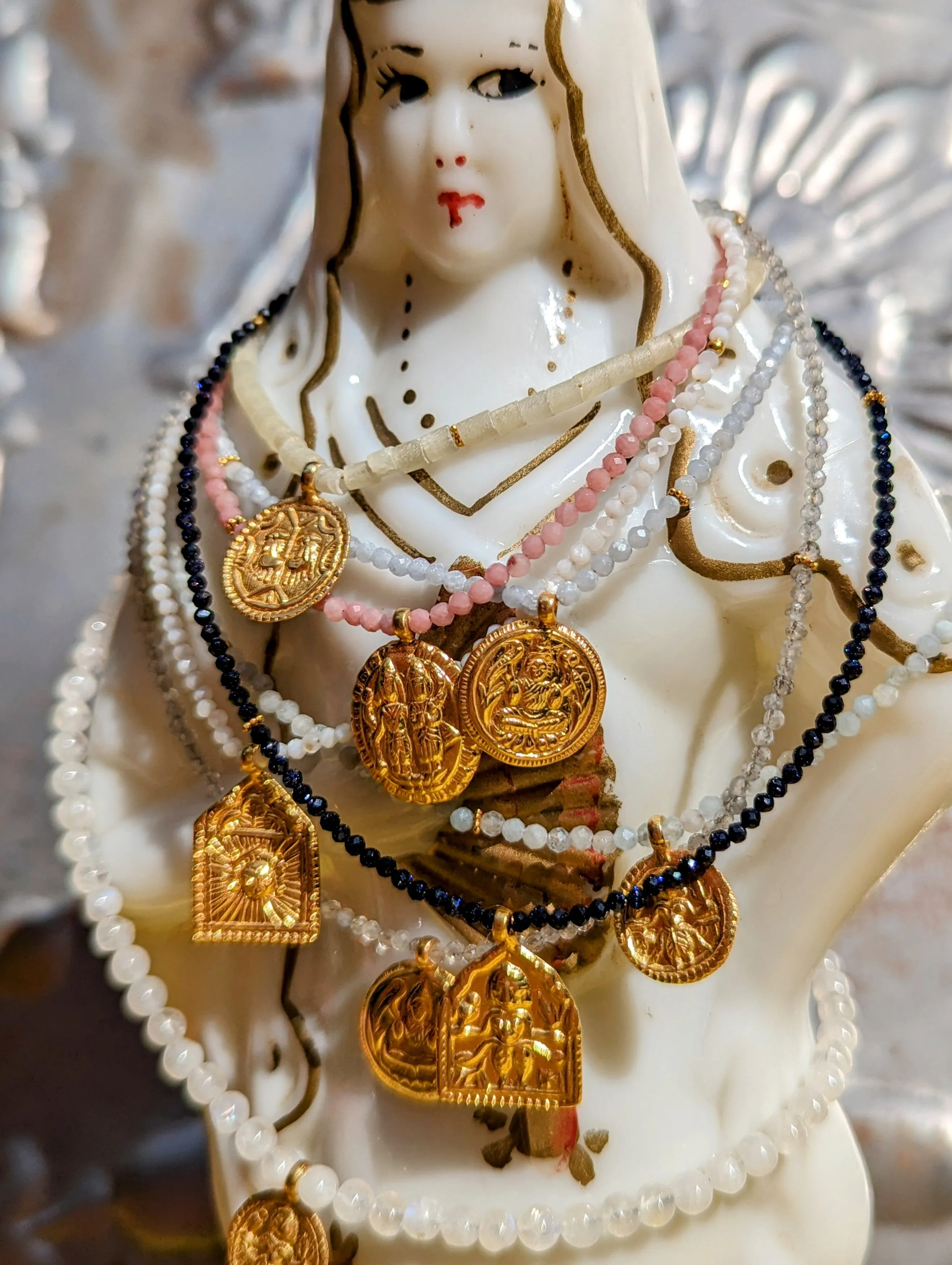 Semi precious necklaces with gold plated pendants