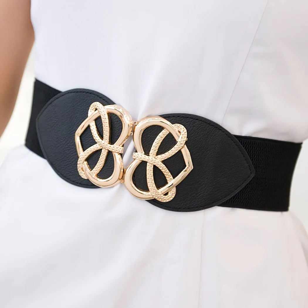 Set of 3 Elastic Waist Belts with Heart Alloy Buckle – Fashion Stretch Belts for Dresses