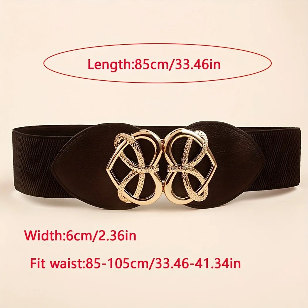 Set of 3 Elastic Waist Belts with Heart Alloy Buckle – Fashion Stretch Belts for Dresses