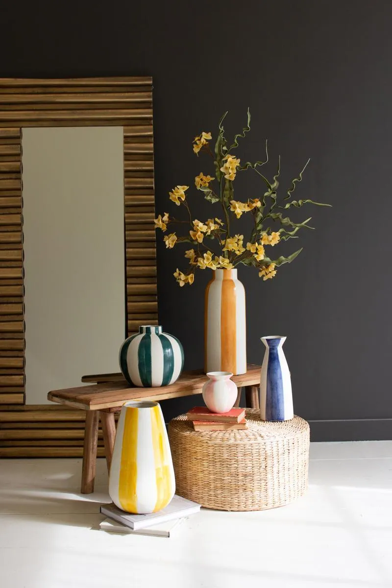 Set of 5 Colored Ceramic Striped Vases