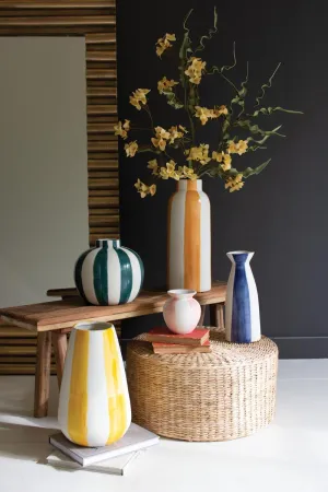 Set of 5 Colored Ceramic Striped Vases