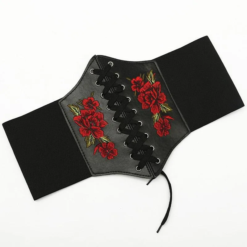 Sexy Corset Wide Cummerbunds Pu Leather Butterfly Chain Slimming Body Waistband