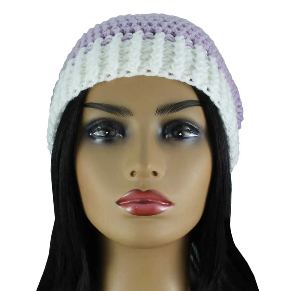 Shades of Purple Crochet Beanie Hat Medium/Large - JMCH49ML