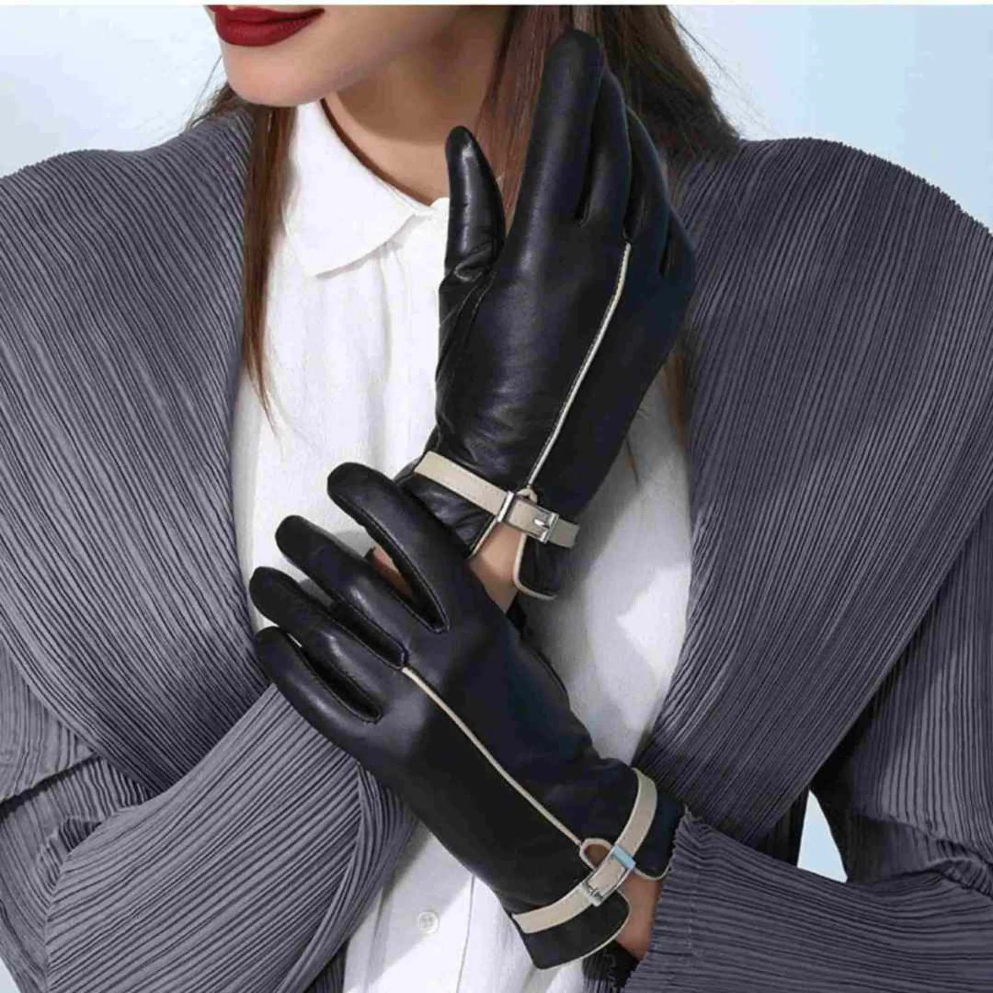 Sheepskin Leather Gloves Women