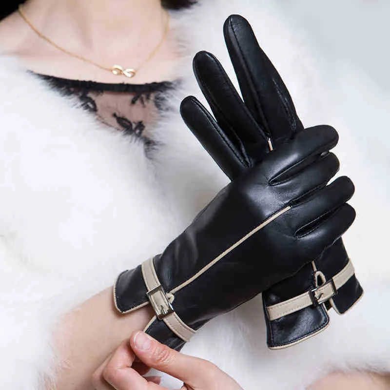 Sheepskin Leather Gloves Women