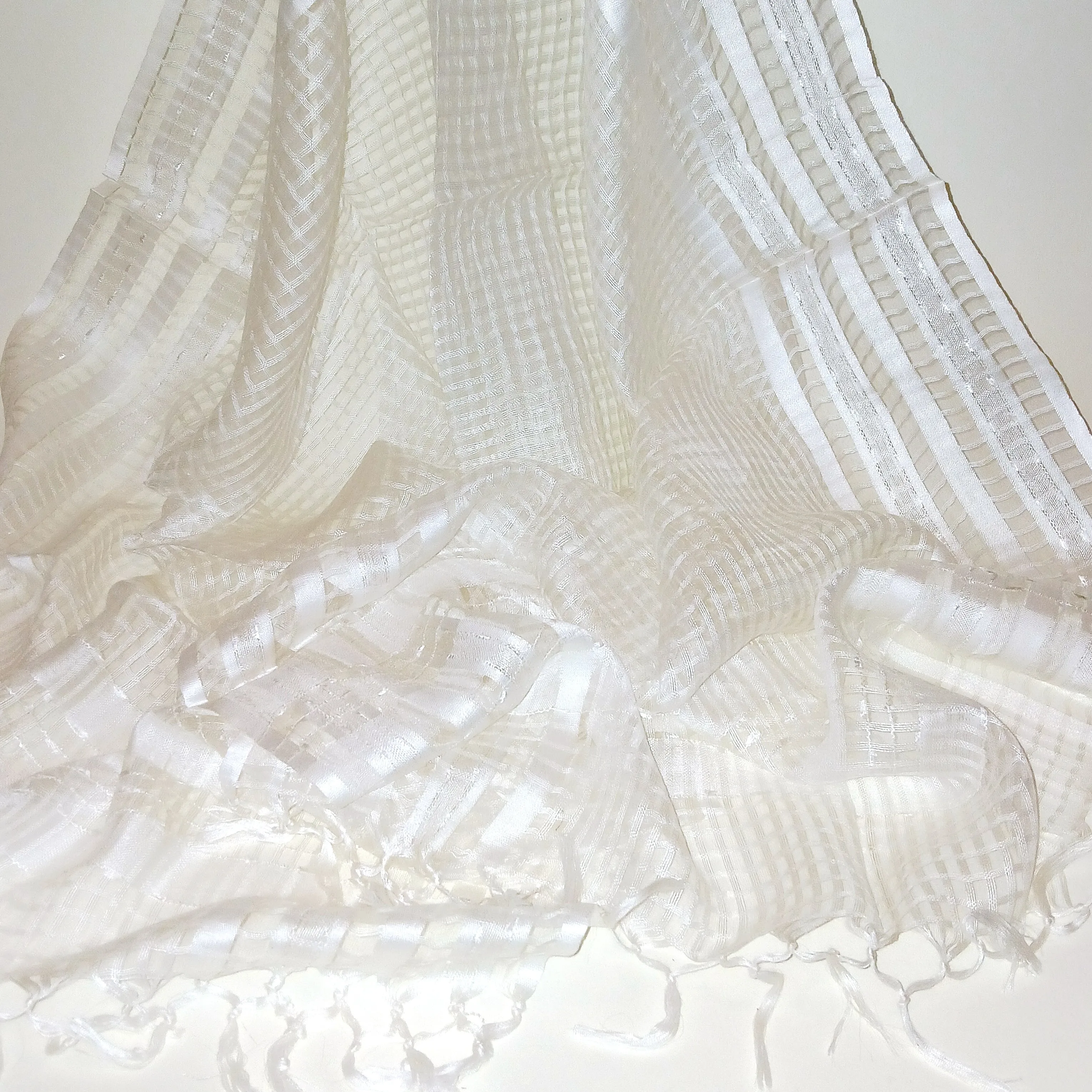Sheer Squares Scarf, White
