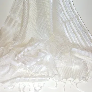 Sheer Squares Scarf, White