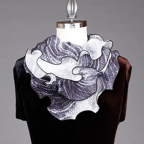 Shibori Silk Scarf Black & White