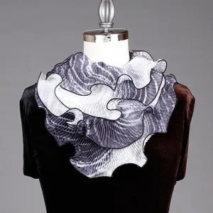 Shibori Silk Scarf Black & White