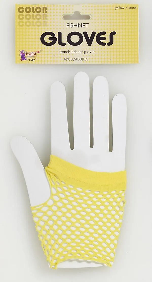 Short Fishnet Fingerless Gloves Yellow