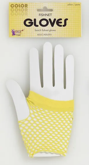 Short Fishnet Fingerless Gloves Yellow