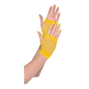 Short Fishnet Gloves Yellow