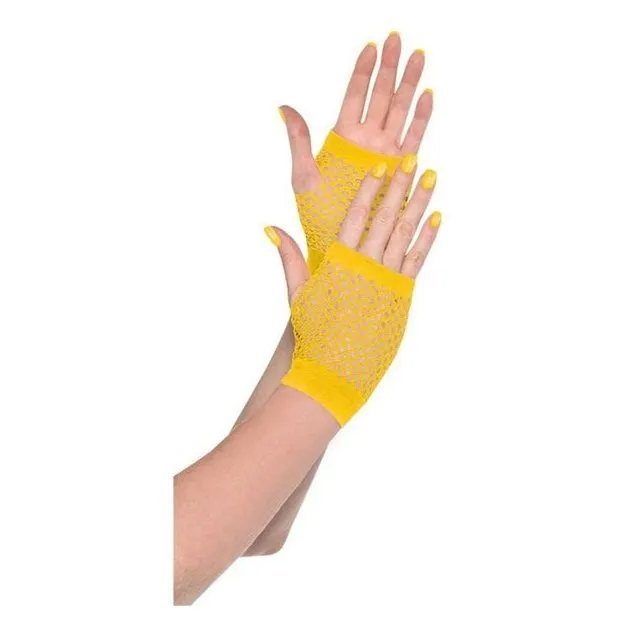Short Fishnet Gloves Yellow