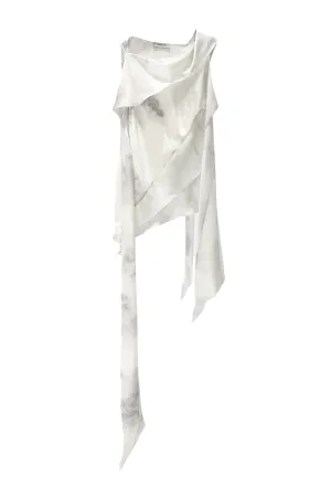 Silk Satin Chiffon Bias Scarf Top