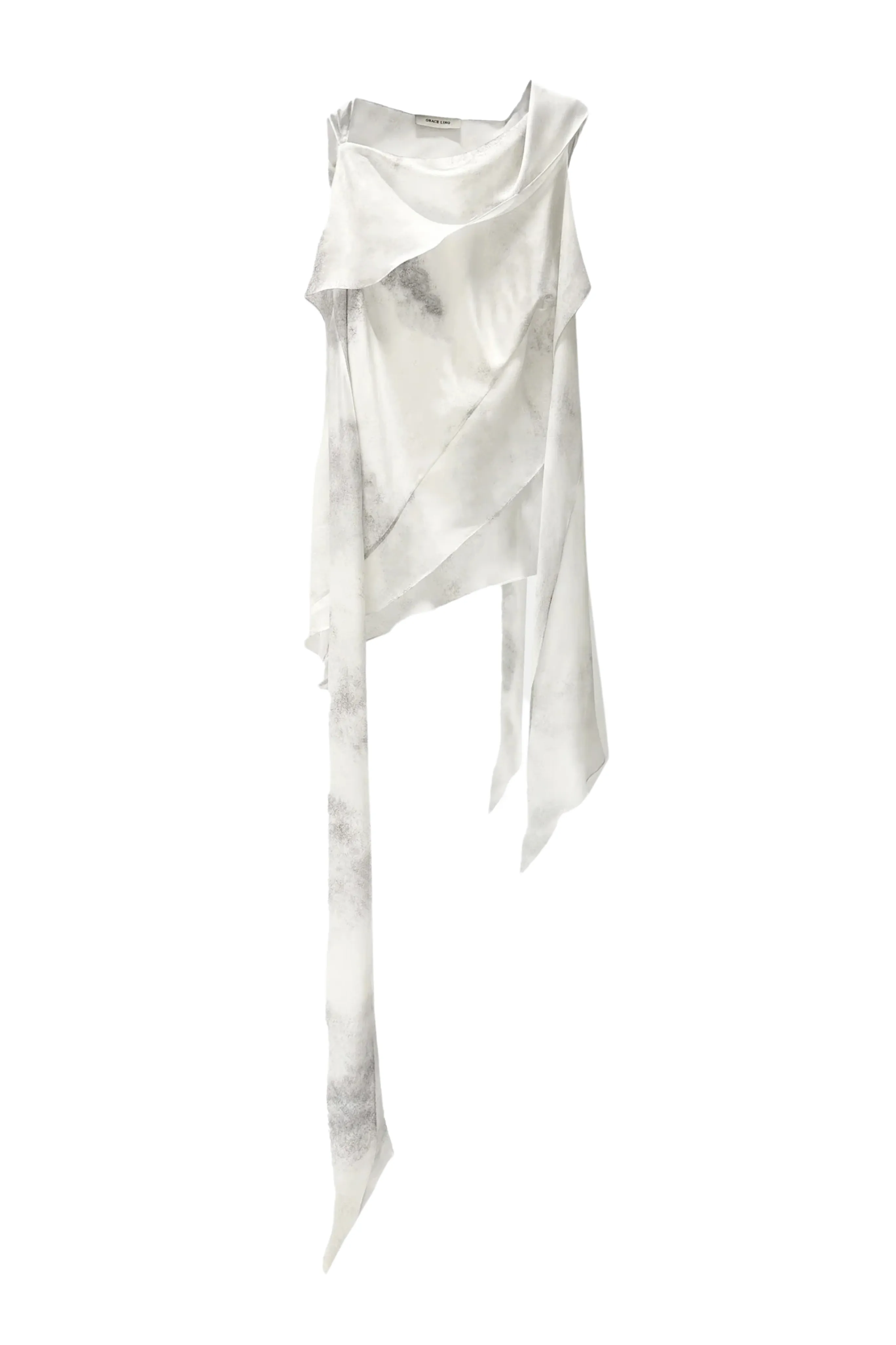 Silk Satin Chiffon Bias Scarf Top