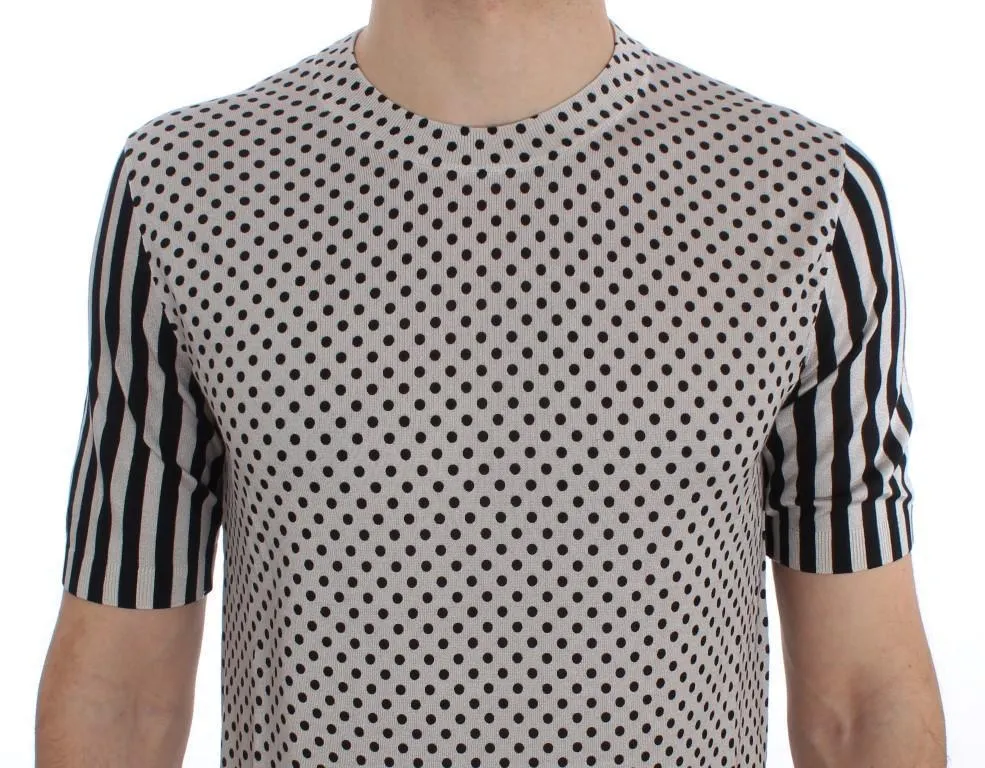 Silver Black Silk Pullover T-shirt