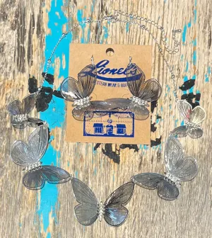 Silver Butterflies Necklace w/ Earrings