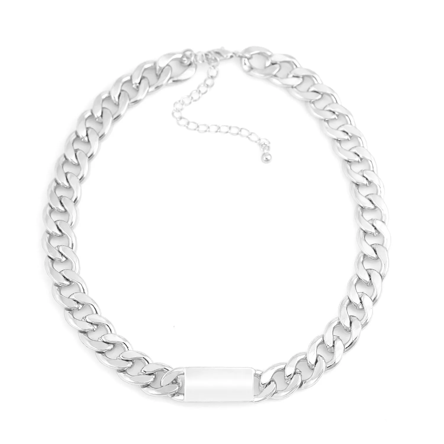 SILVER CHAIN CHOKER NECKLACES #SQ5288S (IG4)