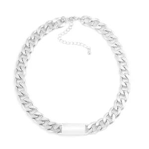 SILVER CHAIN CHOKER NECKLACES #SQ5288S (IG4)