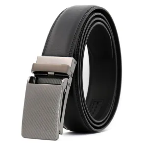 Silver Dot Mens Adjustable Ratchet Slide Buckle Belt - Genuine Leather Automatic Belt with No Holes