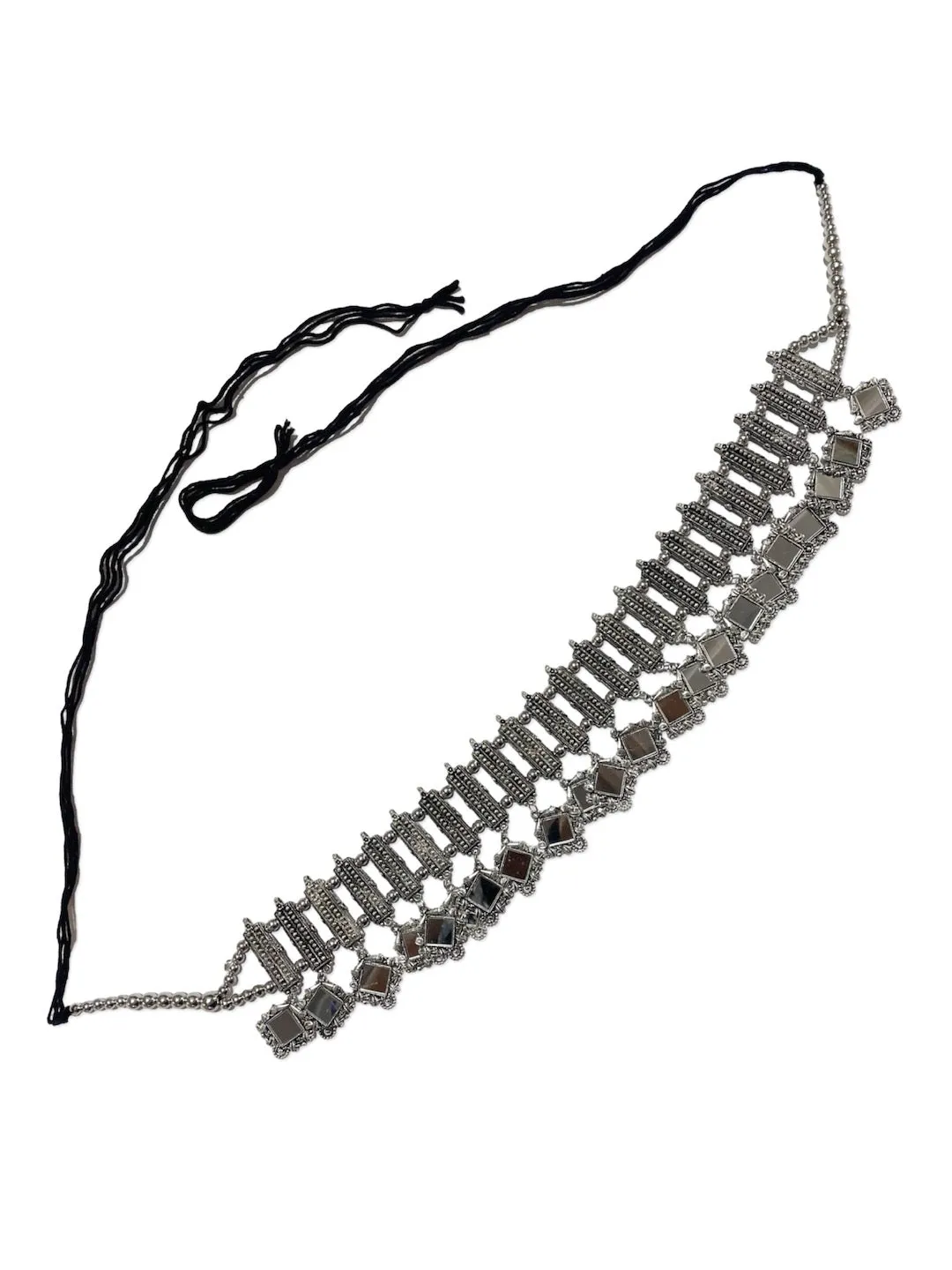 Silver Kamarbandh Fancy Mirror Design