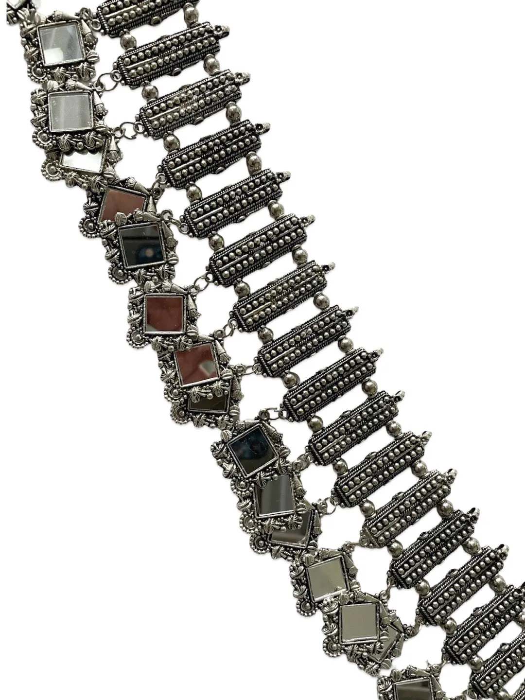 Silver Kamarbandh Fancy Mirror Design