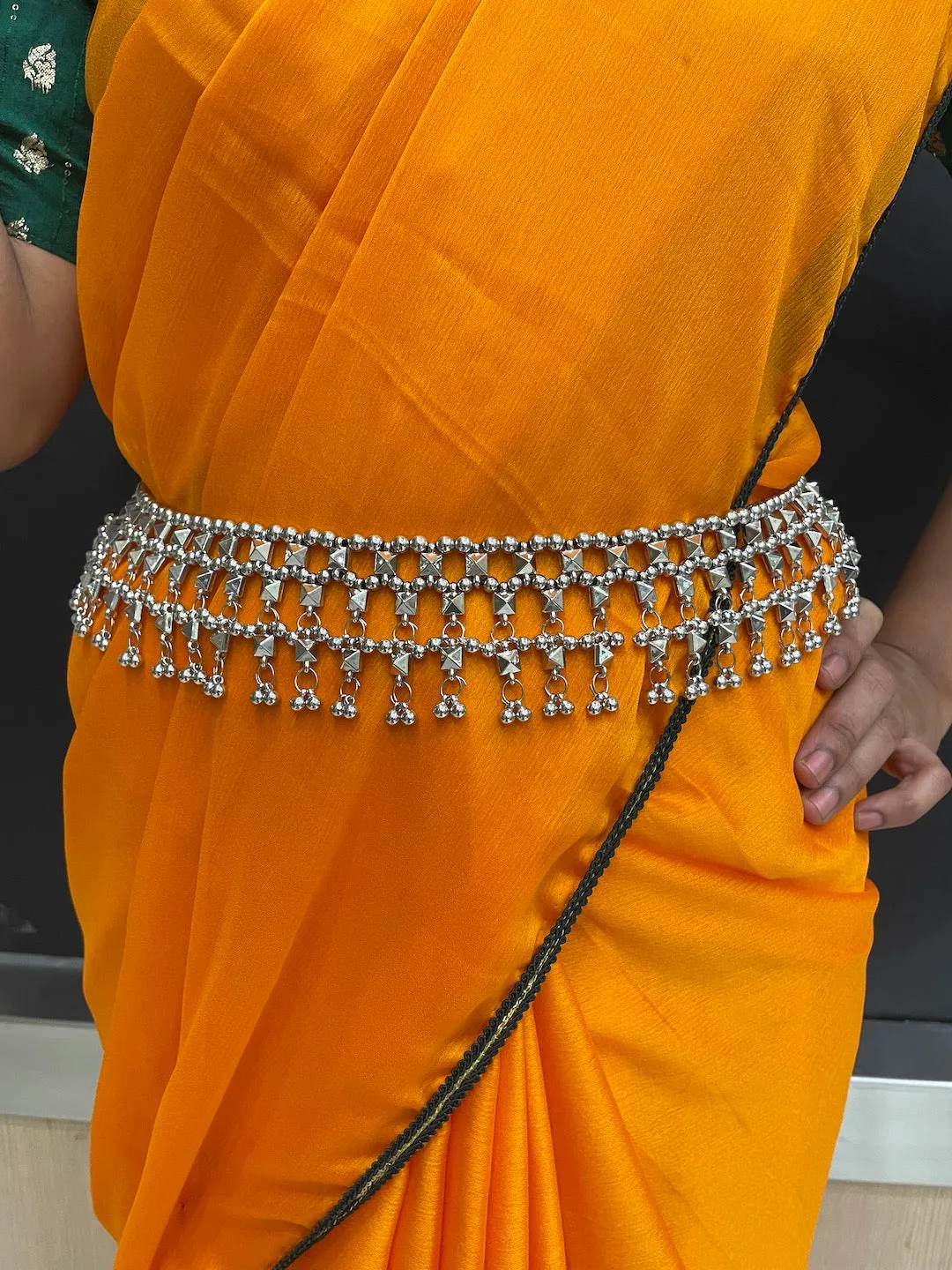 Silver Kamarbandh Ghungroo Design