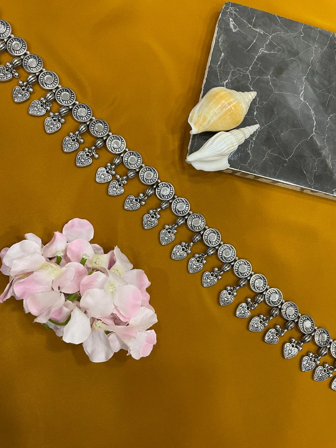 Silver Kamarbandh Mirror/Heart Belt