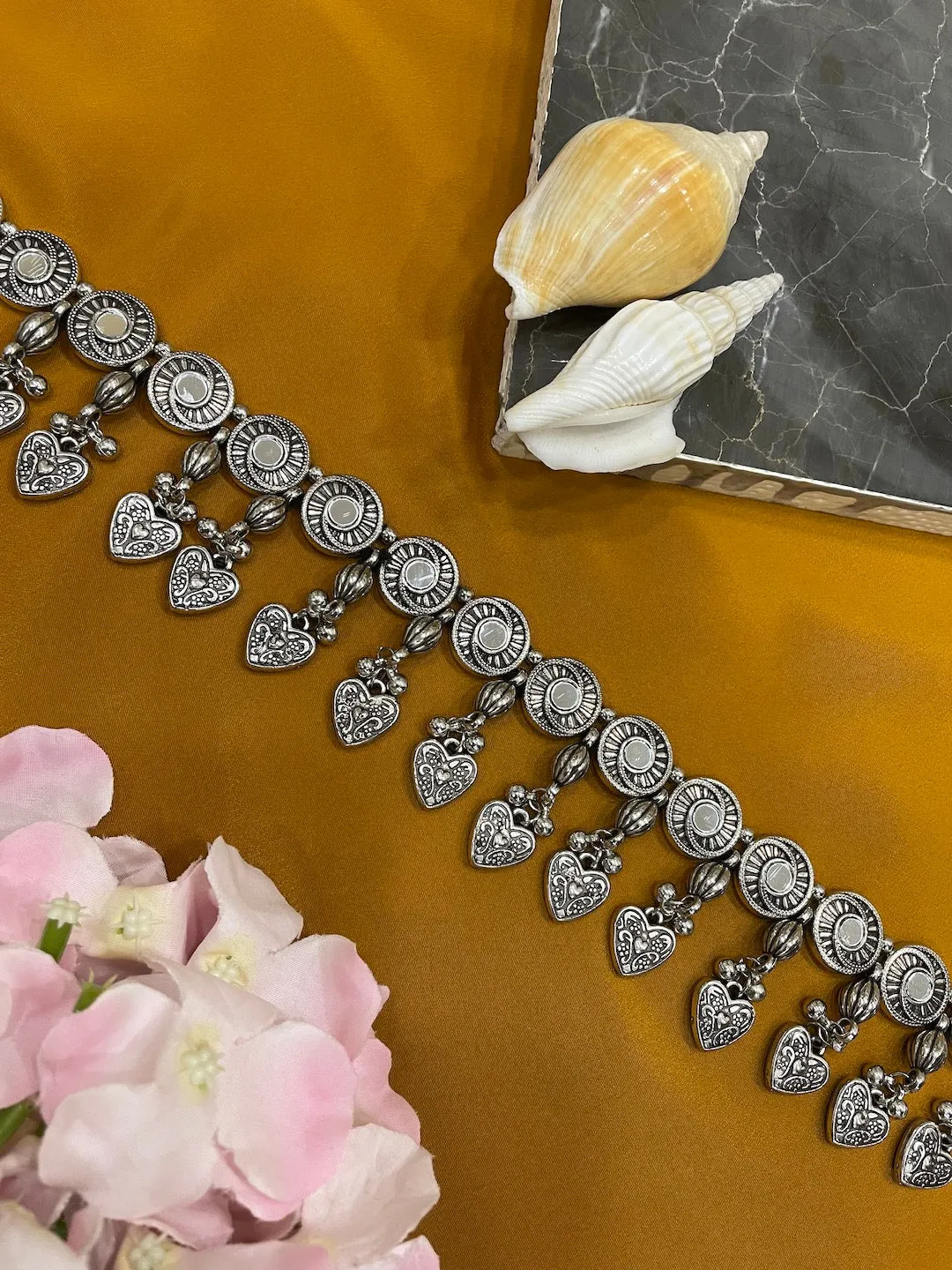 Silver Kamarbandh Mirror/Heart Belt