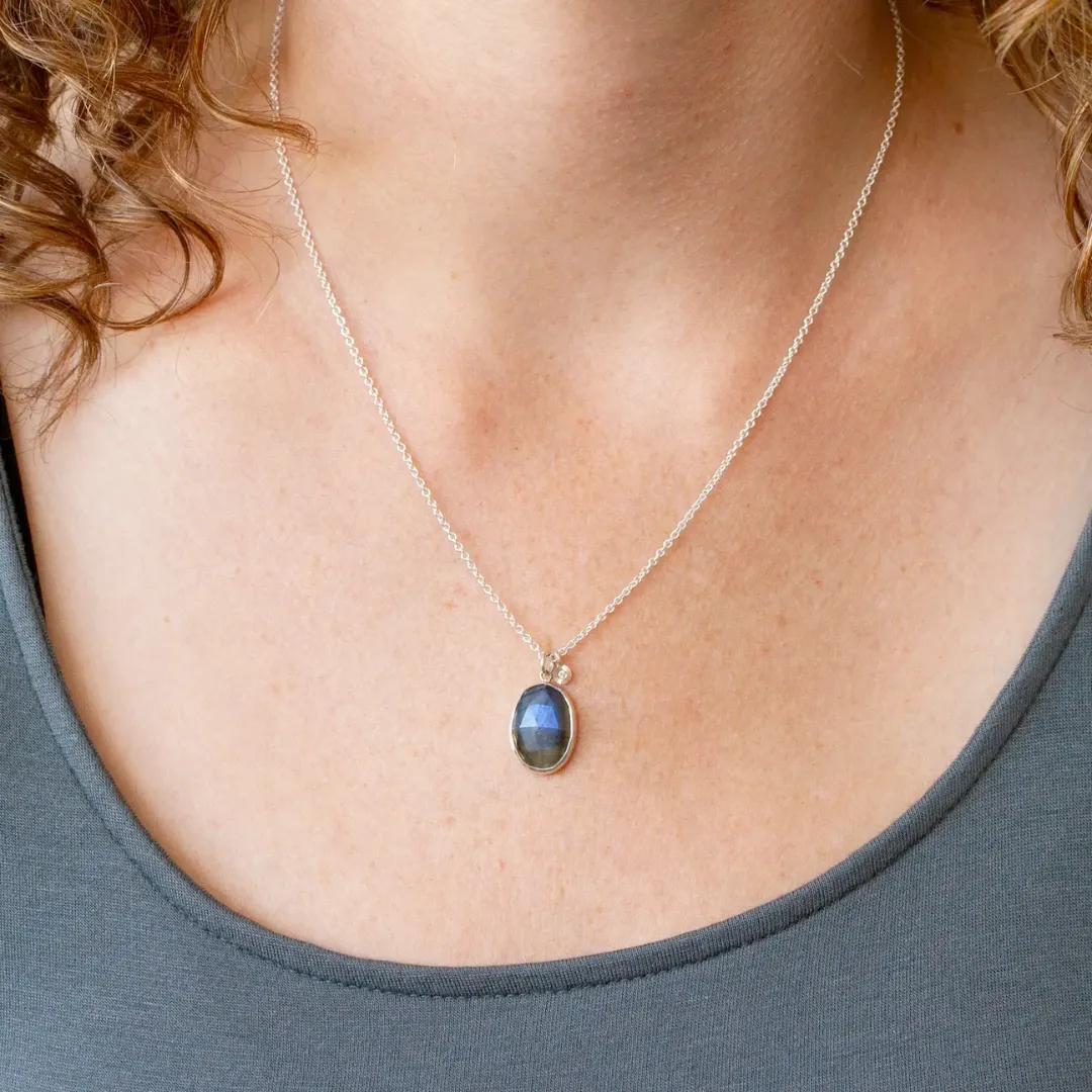 Silver Labradorite Theia Necklace