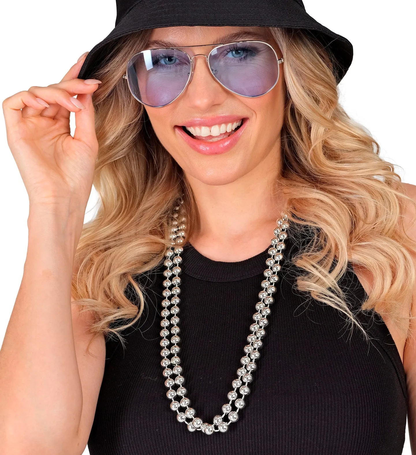 Silver pearl necklaces, set of 2