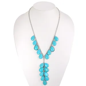 SILVER TEARDROP TURQUOISE NECKLACE #FW1404503 (OA19)