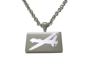 Silver Toned Etched Unmanned Aerial Vehicle UAV Drone V2 Pendant Necklace