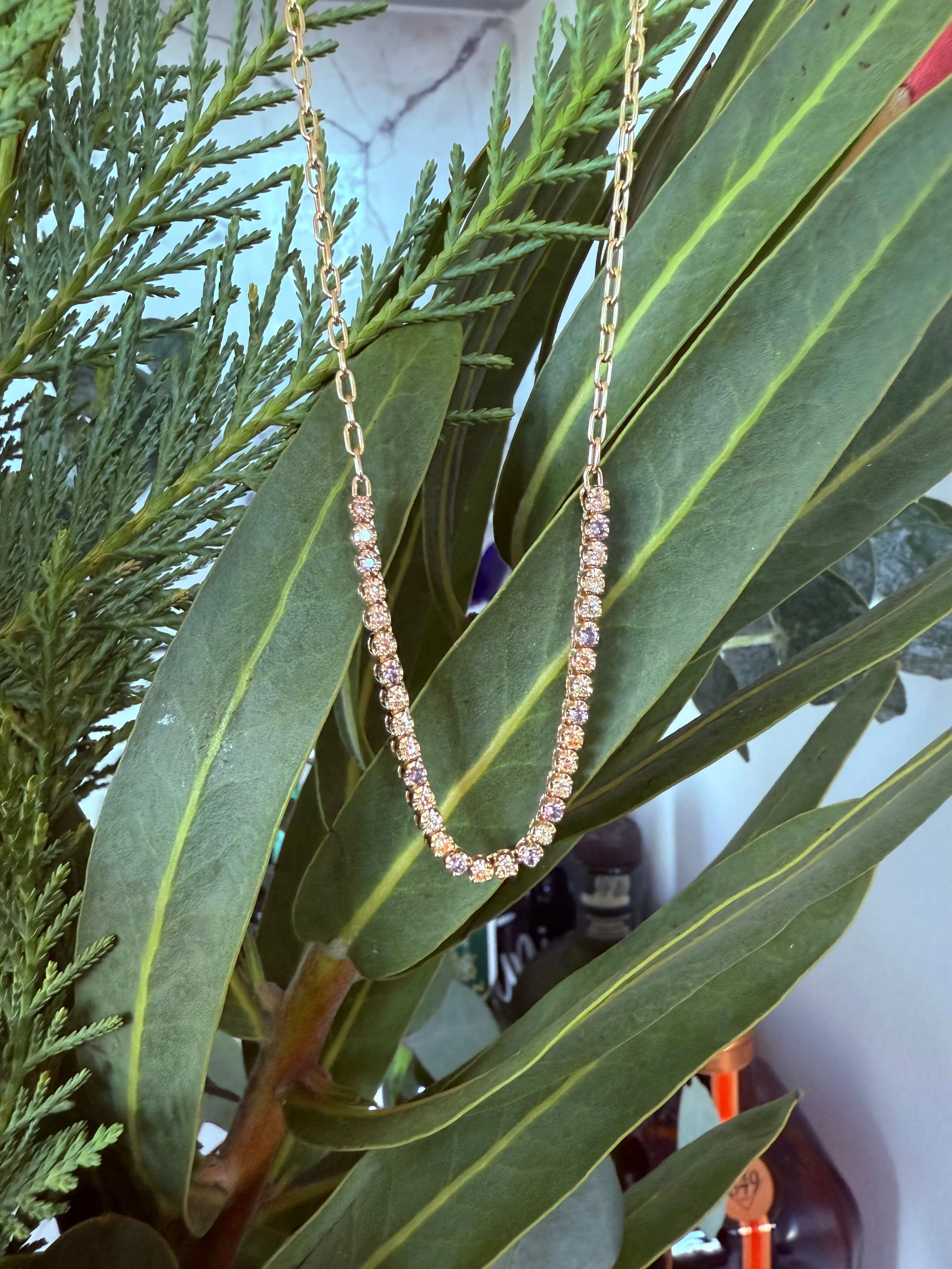 Simone Partial Tennis Necklace - Golden Hour