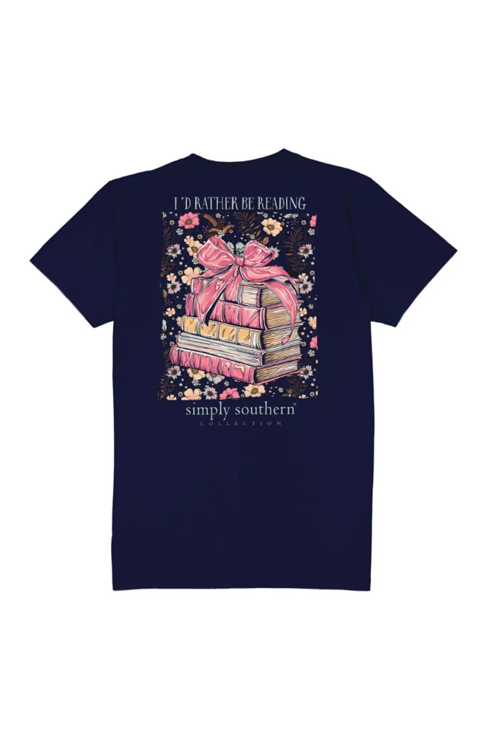Simply Southern I’d Rather Be Reading T-shirt for Women in Navy | SS-READ-NAVY
