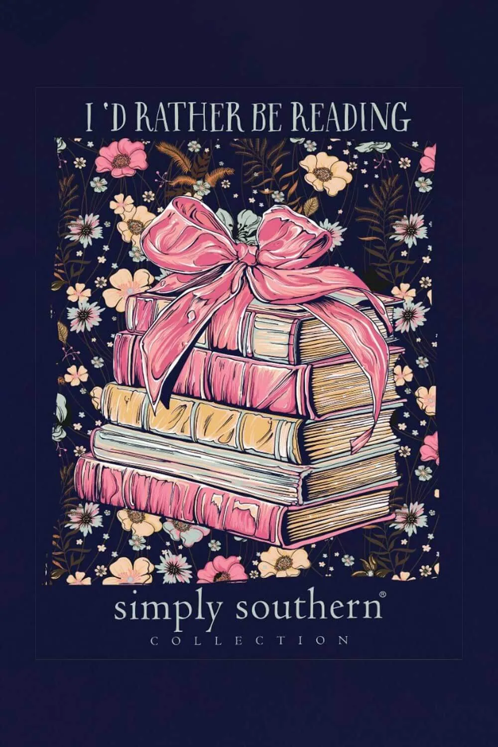 Simply Southern I’d Rather Be Reading T-shirt for Women in Navy | SS-READ-NAVY