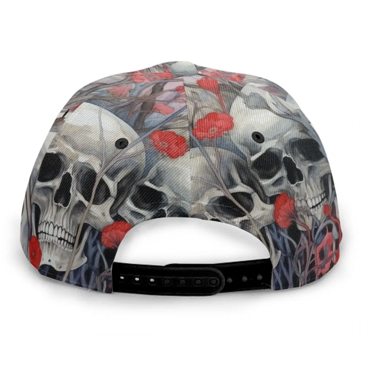 Skulls With Red Flowers In Garden Baseball Cap With Flat Brim