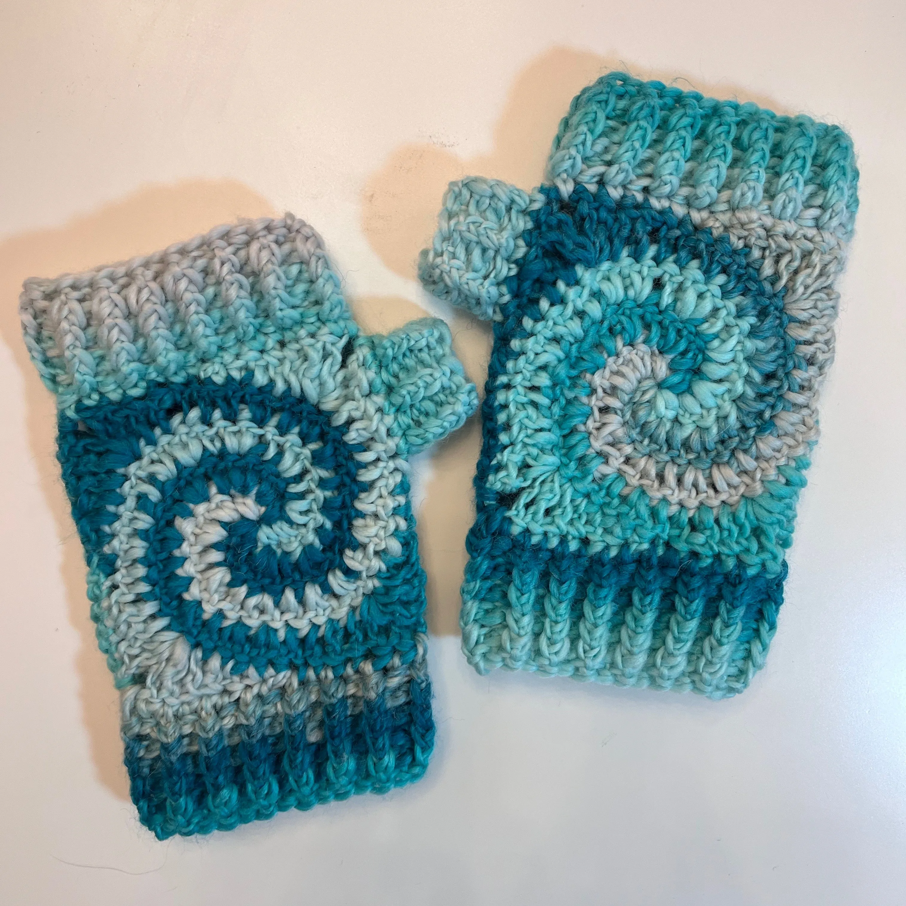 Sky Swirl Fingerless Gloves