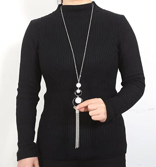 SL-051 Women's Long Tassel Pendant Necklaces x 12 pcs - NEW - SMALL LOT