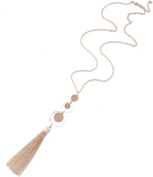 SL-051 Women's Long Tassel Pendant Necklaces x 12 pcs - NEW - SMALL LOT
