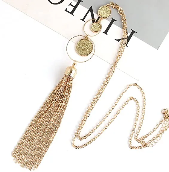SL-051 Women's Long Tassel Pendant Necklaces x 12 pcs - NEW - SMALL LOT