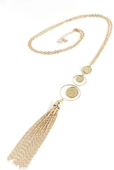 SL-051 Women's Long Tassel Pendant Necklaces x 12 pcs - NEW - SMALL LOT