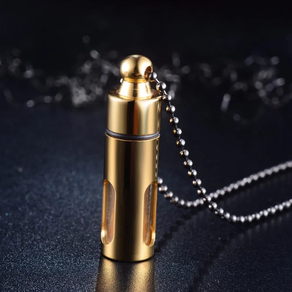 Sleek Glass & Metal Ashes Vial Necklace