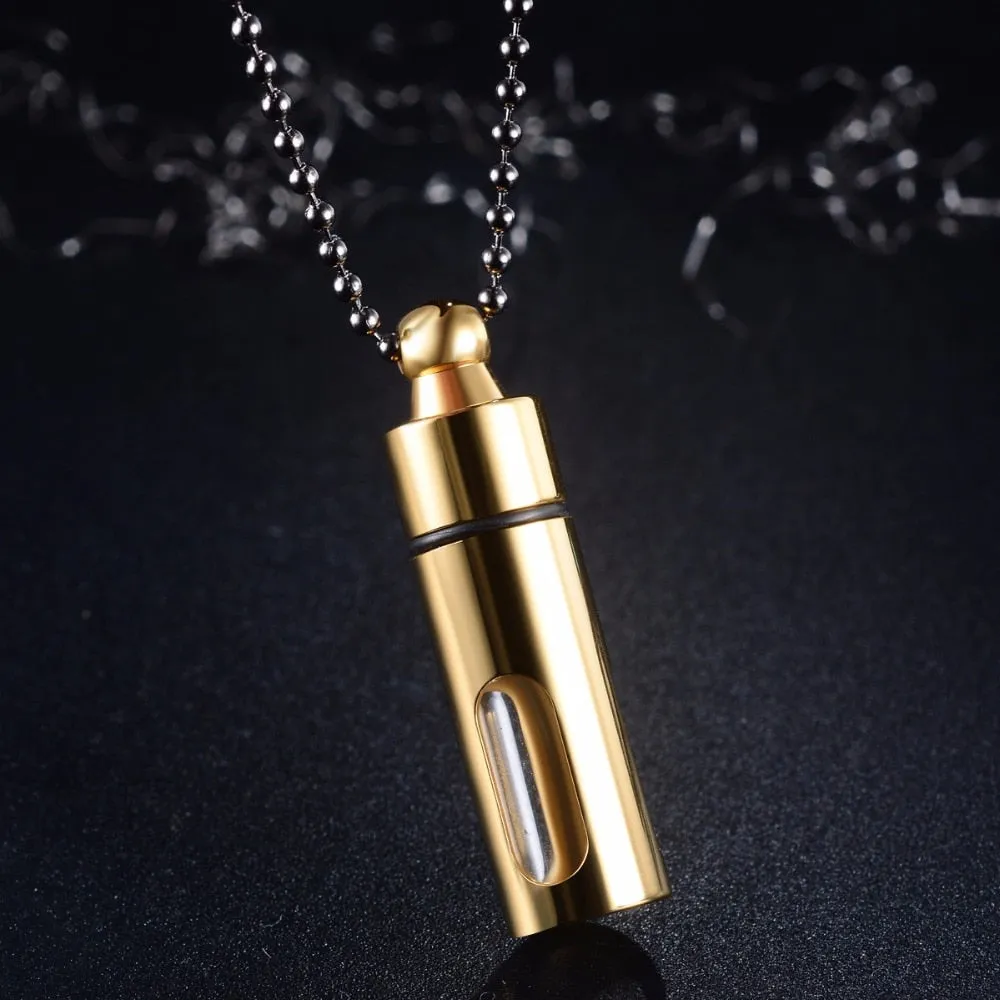 Sleek Glass & Metal Ashes Vial Necklace