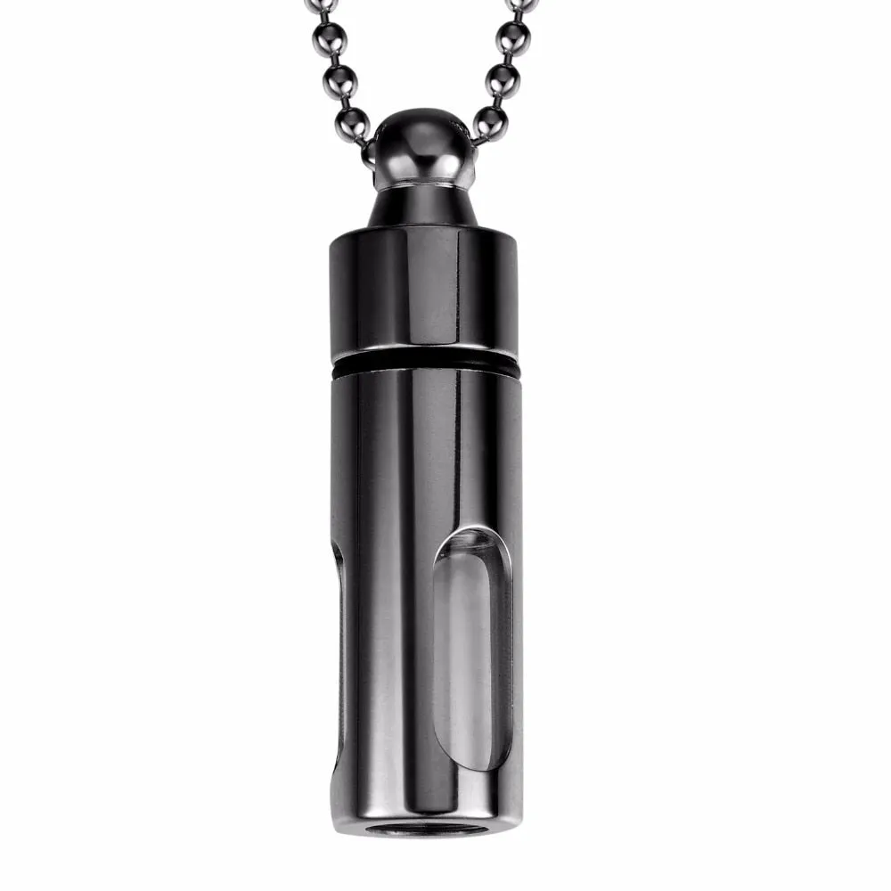 Sleek Glass & Metal Ashes Vial Necklace