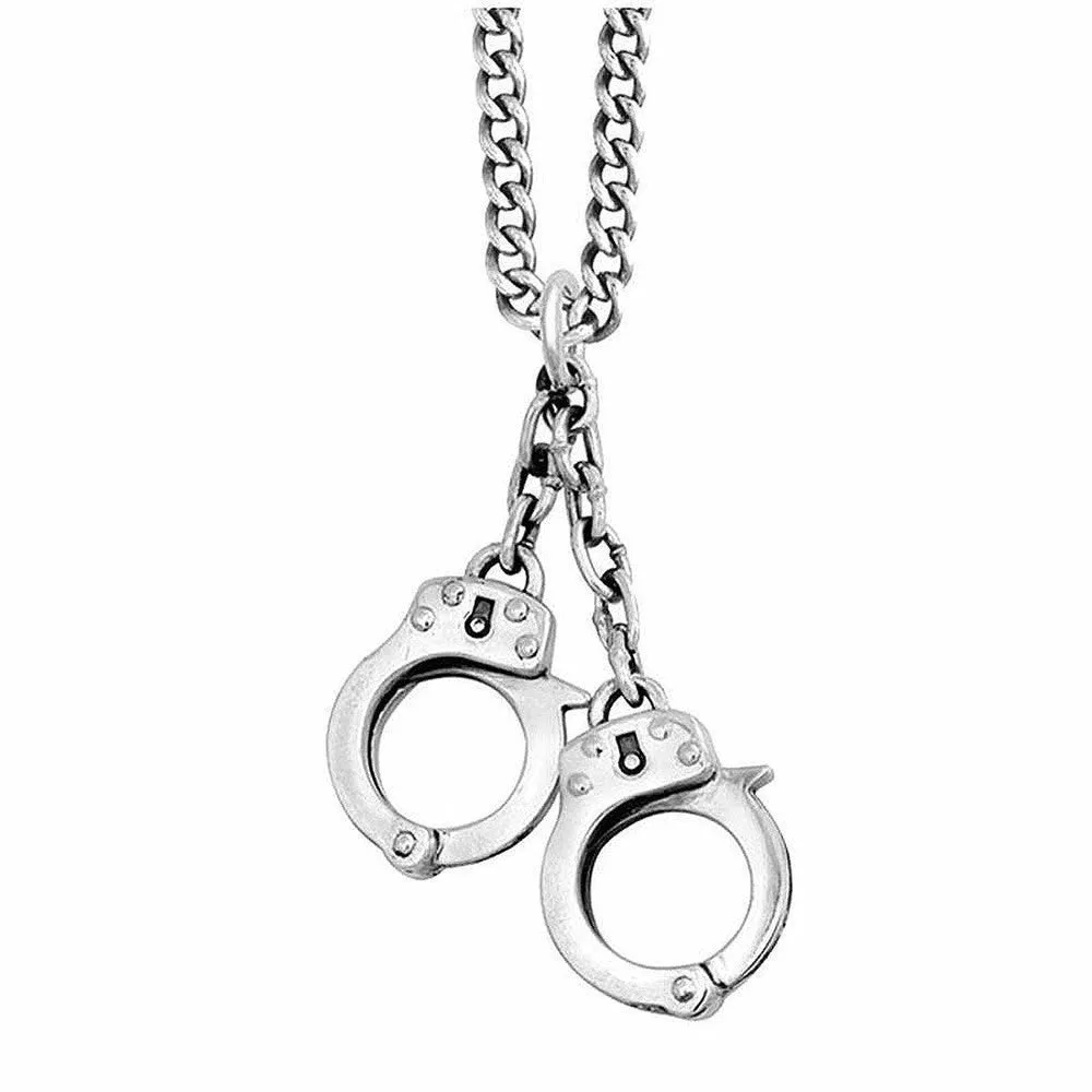 Small Handcuffs Pendant on Curb Link Chain