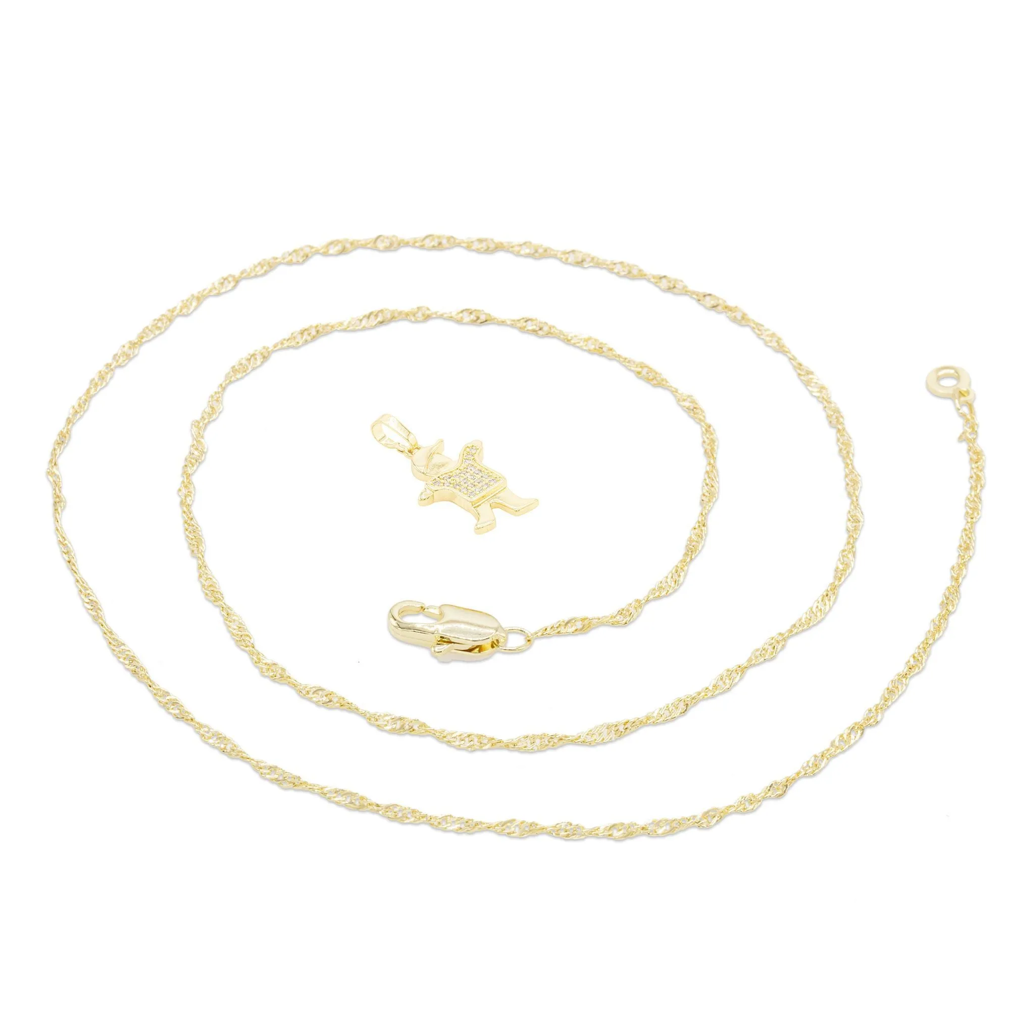 Smart Boy Cubic Zirconia Pendant With Necklace Set 14K Gold Filled