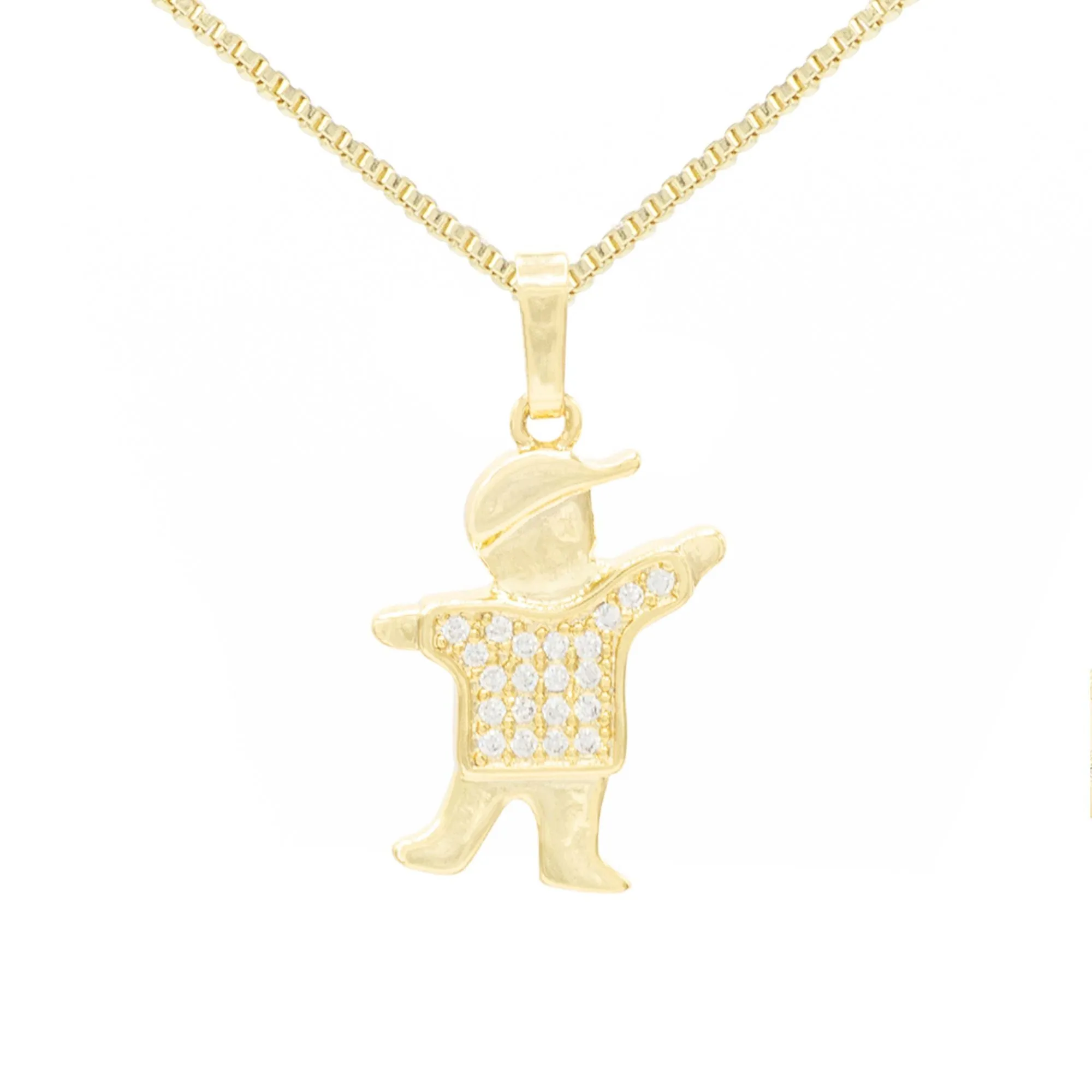 Smart Boy Cubic Zirconia Pendant With Necklace Set 14K Gold Filled